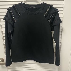 Anthropology sweatshirt with ruffle sleeves